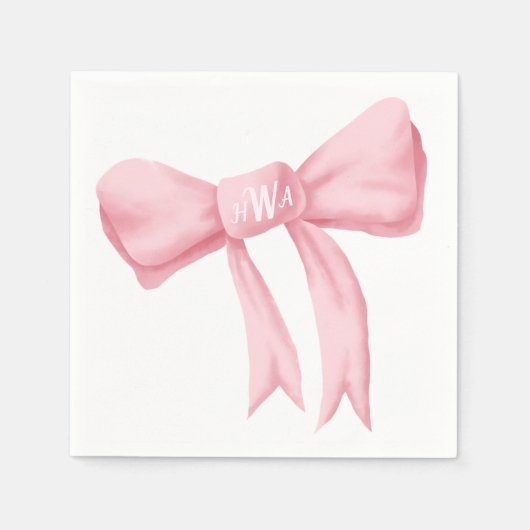 Serviette En Papier Pink Bow Monogram Preppy Napkin - police Claudia (Devant)