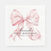 Serviette En Papier Pink Bow Napkins, Coquette Bow Cocktail Napkin (Devant)