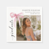 Serviette En Papier Pink Bow Photo Graduation Party (Devant)