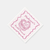 Serviette En Papier Pink Bow Retro Coquette Gâteau Brunch nuptial (Coin)