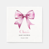 Serviette En Papier Pink Bow Ribbon Baby Shower (Devant)