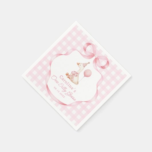 Serviette En Papier Pink Bow Silly Goose Anniversaire serviettes (Coin)