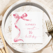 Serviette En Papier Pink Bow Sweet 16 Anniversaire