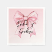 Serviette En Papier Pink Bow Twelve Birthday Paper Napkin (Devant)