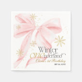 Serviette En Papier Pink Bow Winter Onederland 1st Birthday (Devant)