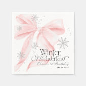 Serviette En Papier Pink Bow Winter Onederland 1st Birthday (Devant)