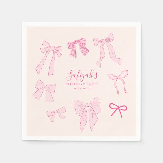 Serviette En Papier Pink Bows Whimsday Party (Devant)