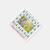 Serviette En Papier Pink Bugs Flower Motif Photo Anniversaire (Coin)