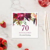 Serviette En Papier Pink & Burgundy Boho Floral 70e fête d'anniversair (En situation)