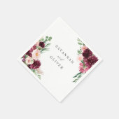 Serviette En Papier Pink & Burgundy Floral 7 Nom Napkins (Coin)