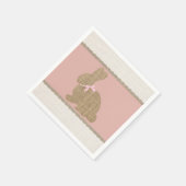 Serviette En Papier Pink & Burlap Rustic Bunny Baby shower de Pâques (Coin)