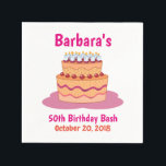 Serviette En Papier Pink Cake 50th Birthday Party<br><div class="desc">Une serviette de gâteau rose,  mignonne et amusante à utiliser à votre bain de 50e anniversaire ou à toute fête d'anniversaire!</div>