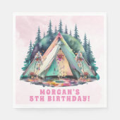 Serviette En Papier Pink Camping Slepover fête d'anniversaire (Devant)