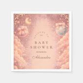 Serviette En Papier Pink Celestial Bows Clouds Baby Shower (Devant)
