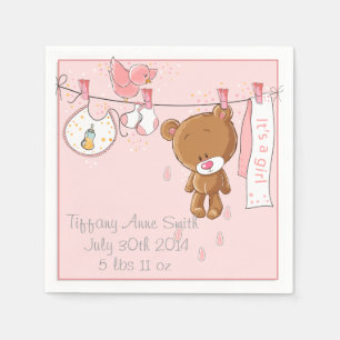 Serviette En Papier Pink C'est une fille Baby shower Party Napkins