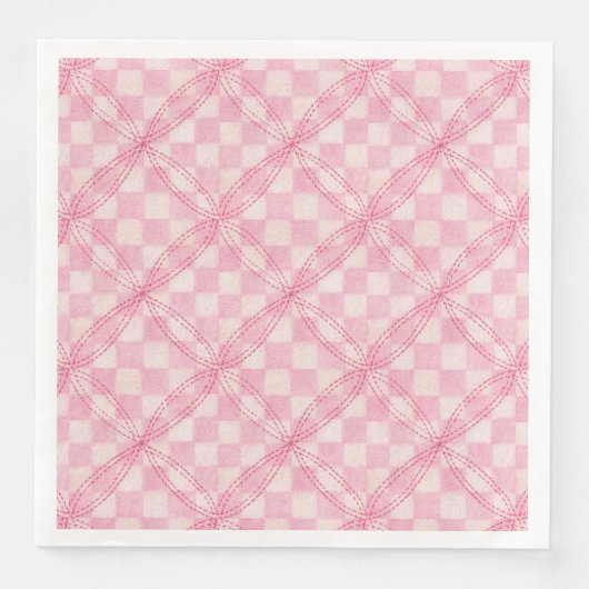 Serviette En Papier PINK CHECK QUILT Dîner standard Papier serviettes (Devant)