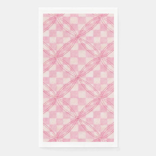 Serviette En Papier PINK CHECK QUILT Guest Serviettes Papier serviette (Devant)