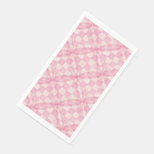 Serviette En Papier PINK CHECK QUILT Guest Serviettes Papier serviette (Coin)