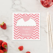 Serviette En Papier Pink Chevron Cupcake (En situation)