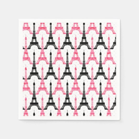 Serviette En Papier Pink Chic Tour Eiffel Papier serviettes (Devant)