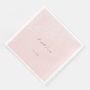 Serviette En Papier Pink Chic Vintage Élégant Mariage dentelle
