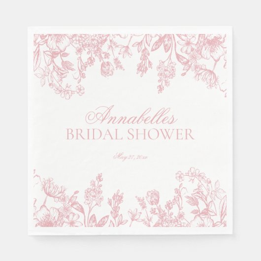 Serviette En Papier Pink Chinoiserie Vintage Floral Bridal Shower (Devant)