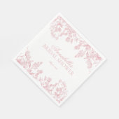 Serviette En Papier Pink Chinoiserie Vintage Floral Bridal Shower (Coin)