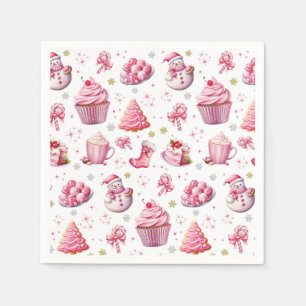 Serviette En Papier Pink Christmas mignon Fun Sweet