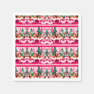 Serviette En Papier Pink Christmas Nutcracker Ballerina Anniversaire d
