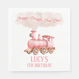 Serviette En Papier Pink Chugga Choo Choo Train Vintage fête d'anniver