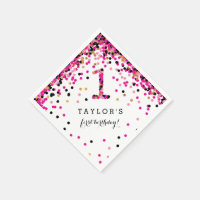 Pink Confetti 1er Anniversaire des serviettes de f