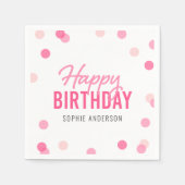 Serviette En Papier Pink Confetti Joyeux anniversaire (Devant)