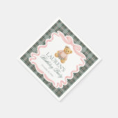 Serviette En Papier Pink Coquette Bow Bear Tartan Plaid Birthday (Coin)
