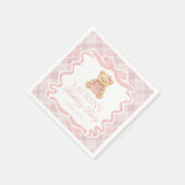 Serviette En Papier Pink Coquette Bow Bear Tartan Plaid Birthday (Coin)