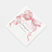 Serviette En Papier Pink Coquette Bow Birthday Party  (Coin)