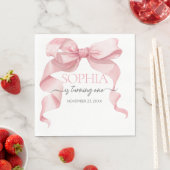 Serviette En Papier Pink Coquette Bow Birthday Party  (En situation)