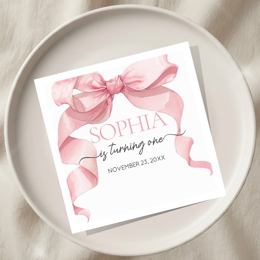 Serviette En Papier Pink Coquette Bow Birthday Party 