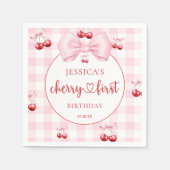 Serviette En Papier Pink Coquette Bow Cherry First Birthday Party (Devant)