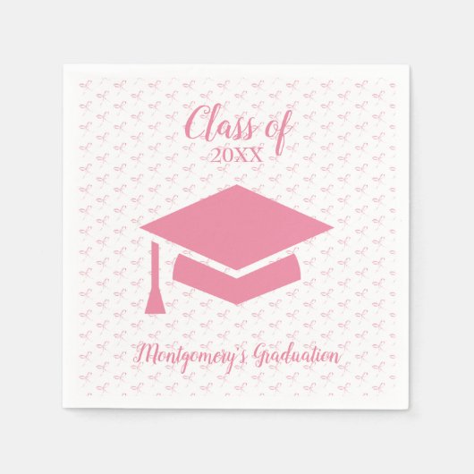 Serviette En Papier Pink Coquette Graduation personnalisée Napkin (Devant)
