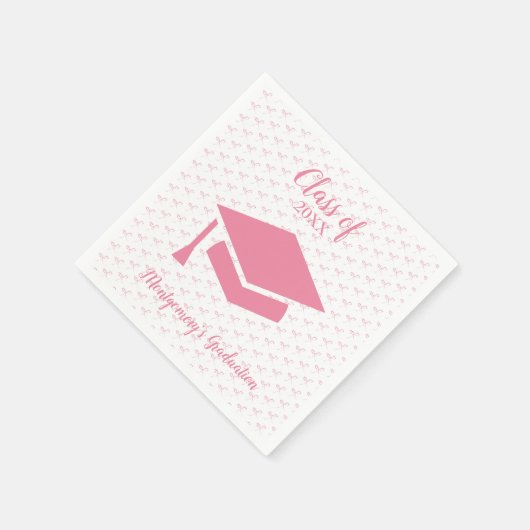 Serviette En Papier Pink Coquette Graduation personnalisée Napkin (Coin)