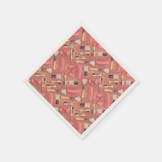 Serviette En Papier Pink Cosmetics Pattern Glitter  (Coin)