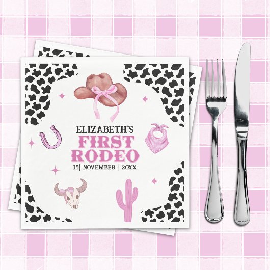 Serviette En Papier Pink Cowgirl Birthday Party Napkins – First Rodeo