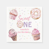 Serviette En Papier Pink Cupcake & Donut Anniversaire Papier Napkin (Devant)