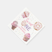 Serviette En Papier Pink Cupcake & Donut Anniversaire Papier Napkin (Coin)