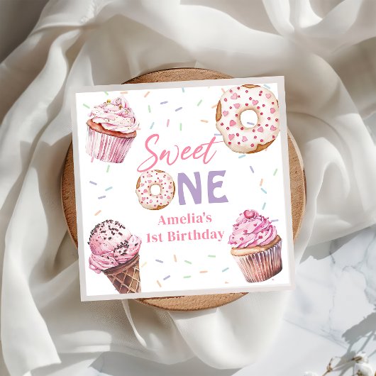 Serviette En Papier Pink Cupcake & Donut Anniversaire Papier Napkin