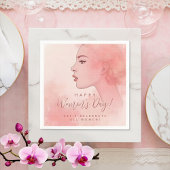 Serviette En Papier Pink Delicate Minimalist Woman Happy Women's Day