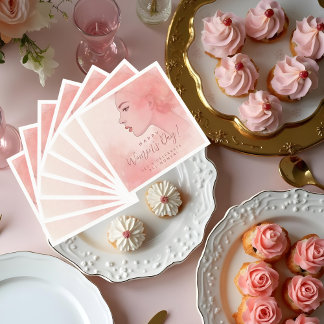 Serviette En Papier Pink Delicate Minimalist Woman Happy Women's Day