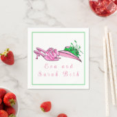 Serviette En Papier Pink Derby Hat & Heels / Personalized Script Names (En situation)