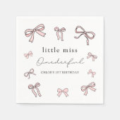 Serviette En Papier Pink Doodle Bow Baby Girl 1er anniversaire (Devant)