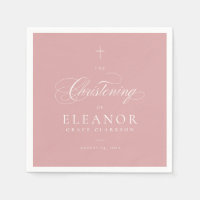 Pink Elegant Cross Script Calligraphie Christening